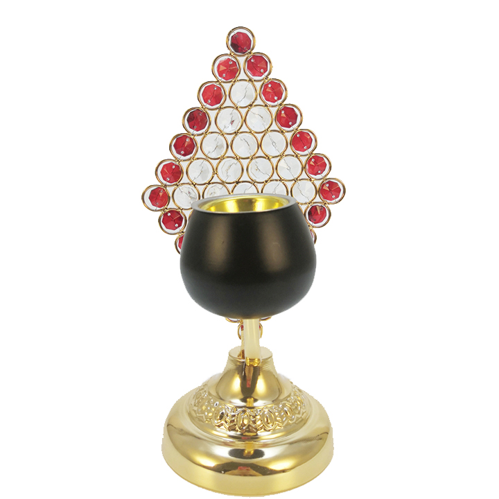 Charcoal Oudh burner Unique black Metal material with red gemstone